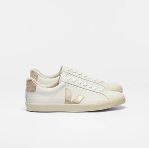VEJA ESPLAR White and Gold Low-top Sneakers. (Only Tried On In House). Sz 11